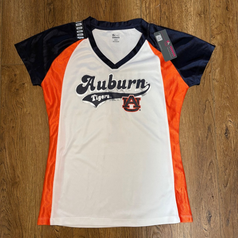 NEW Auburn University Tigers NCAA Knights V-Neck Athletic Jersey #1 Womens Small